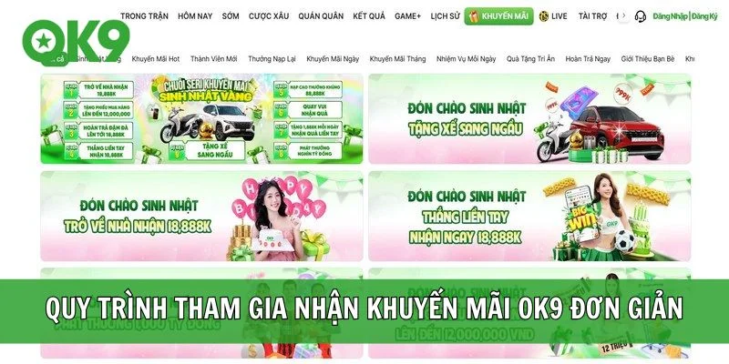 Quy trình tham gia nhận khuyến mãi OK9 đơn giản